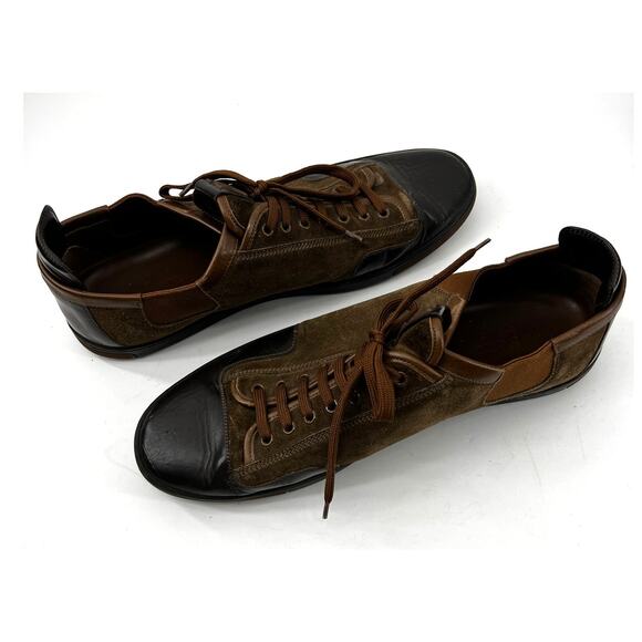 Louis Vuitton Leather Suede Low Top Sneakers Trainers Lace Up Brown Men's 10.5 - Picture 4 of 15